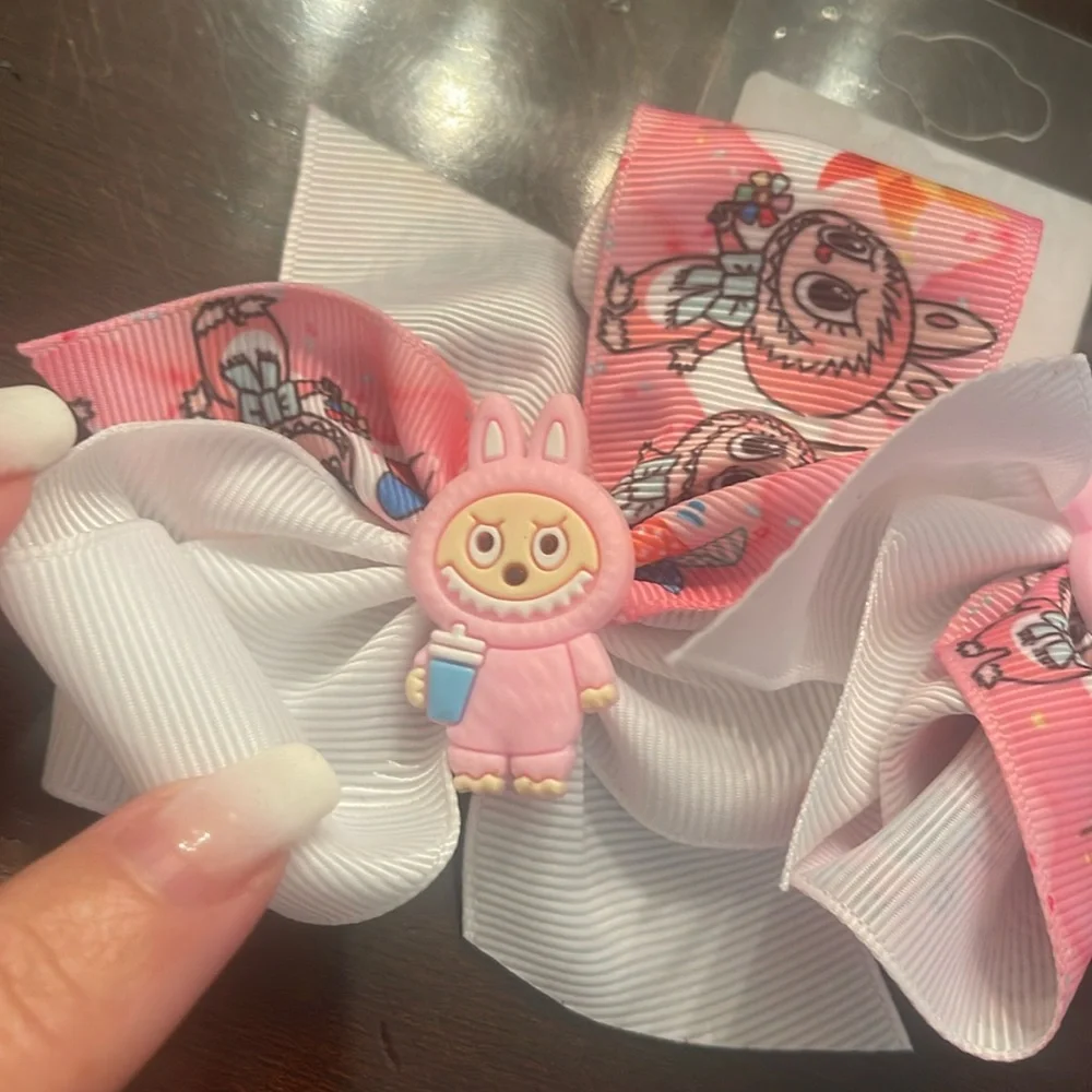 Colorful labubu monster Cartoon Hair Bows nwt set of two
